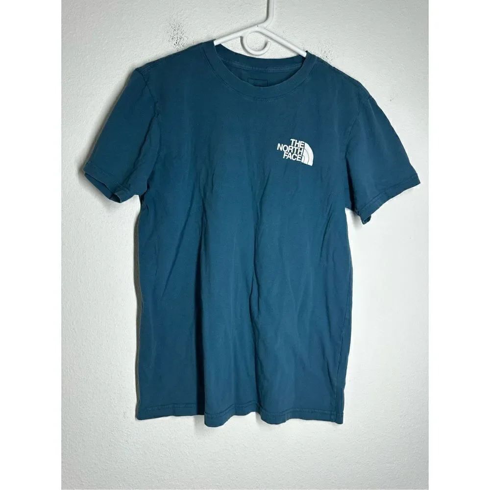 North Face Shirt Adult Size M Blue White Logo Never Stop Exploring Mens